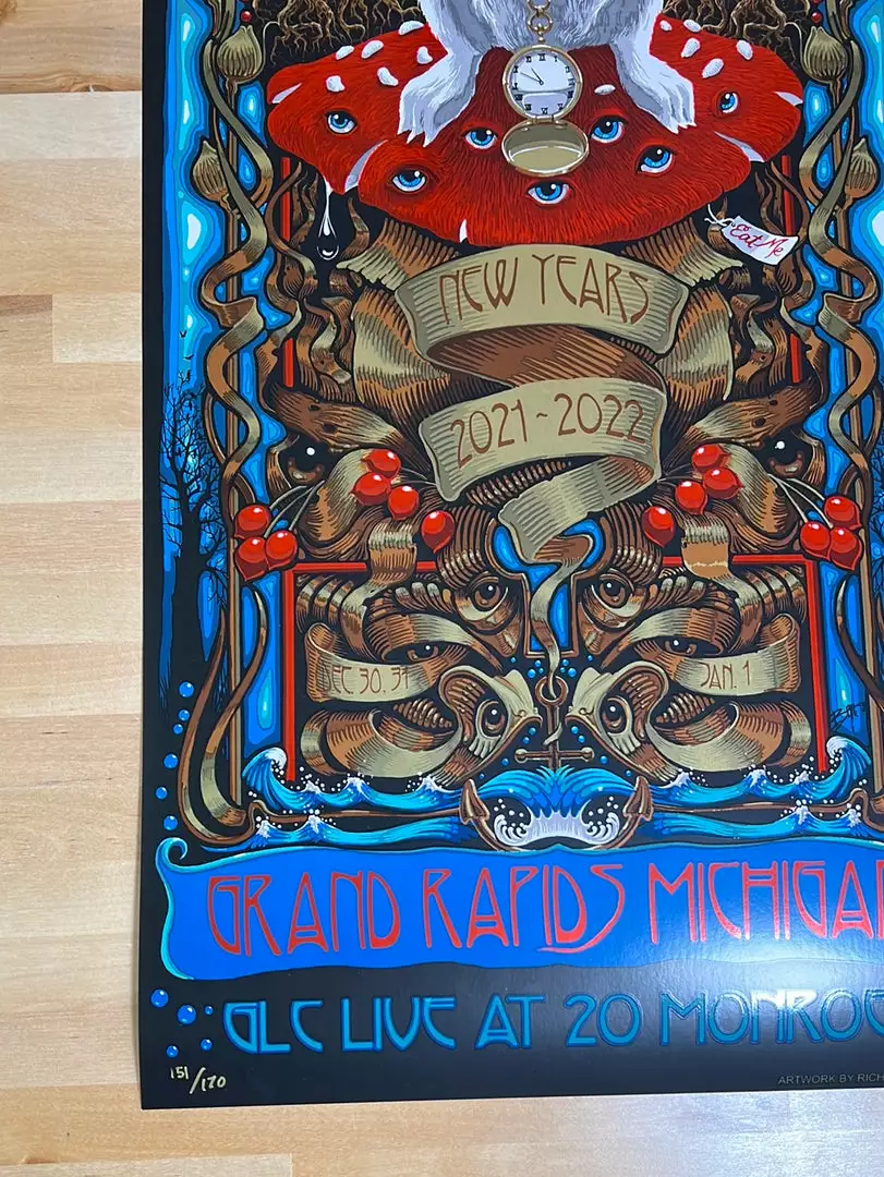 Gig Posters Billy Strings - 2021 2022 Richard Biffle Poster Grand Rapids, MI NYE 8 Gig Posters Billy Strings - 2021 2022 Richard Biffle Poster Grand Rapids, MI NYE