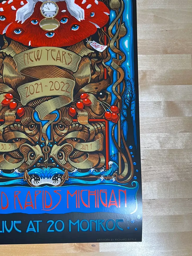 Gig Posters Billy Strings - 2021 2022 Richard Biffle Poster Grand Rapids, MI NYE 7 Gig Posters Billy Strings - 2021 2022 Richard Biffle Poster Grand Rapids, MI NYE