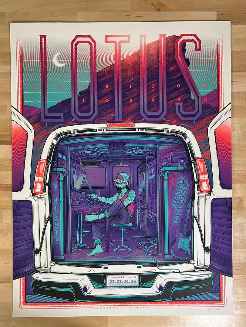 Half Hazzard Press Colorado Lotus - 2021 Half Hazard Poster Red Rocks, Morrison, CO 4 Half Hazzard Press Colorado Lotus - 2021 Half Hazard Poster Red Rocks, Morrison, CO