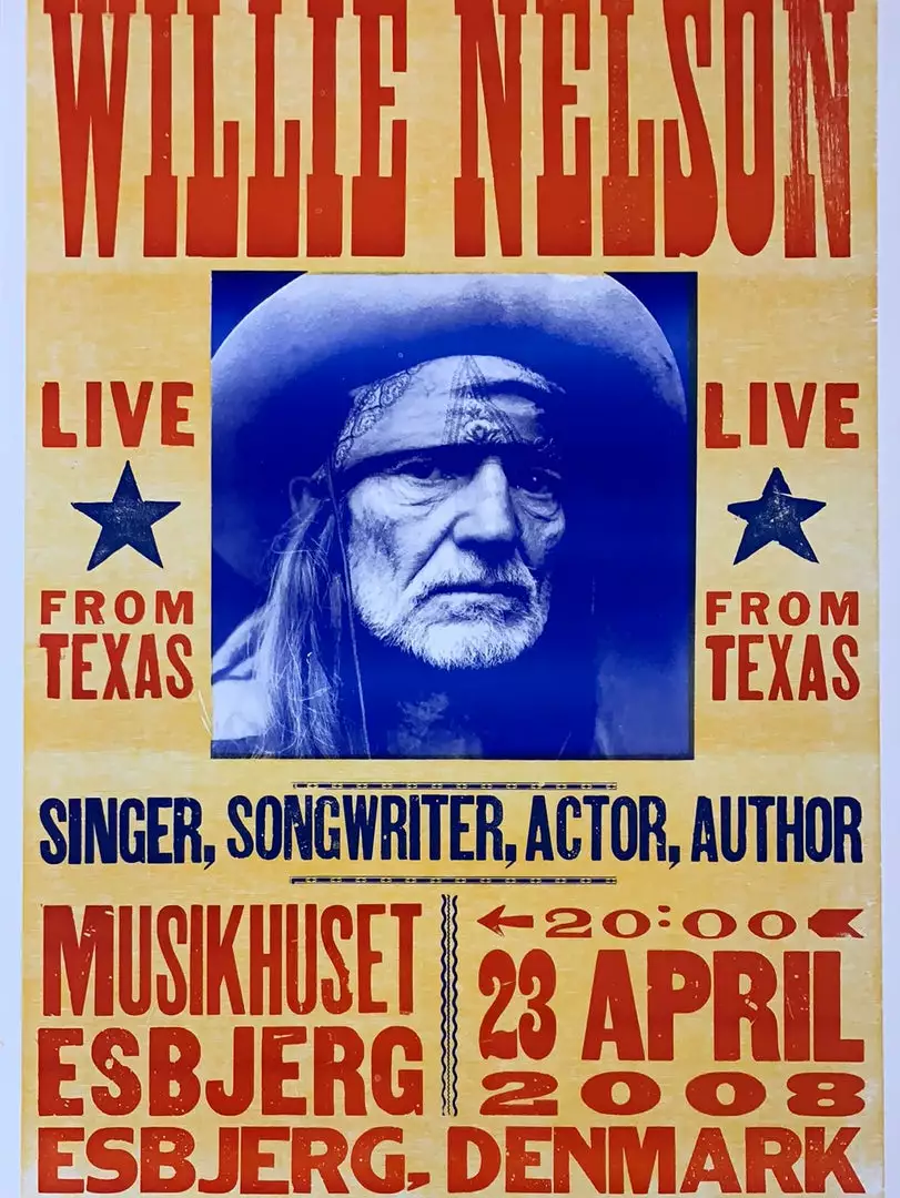 Willie Nelson - 2008 Hatch Show Print 4/23 Poster Esbjerg, Denmark 3 Willie Nelson - 2008 Hatch Show Print 4/23 Poster Esbjerg, Denmark