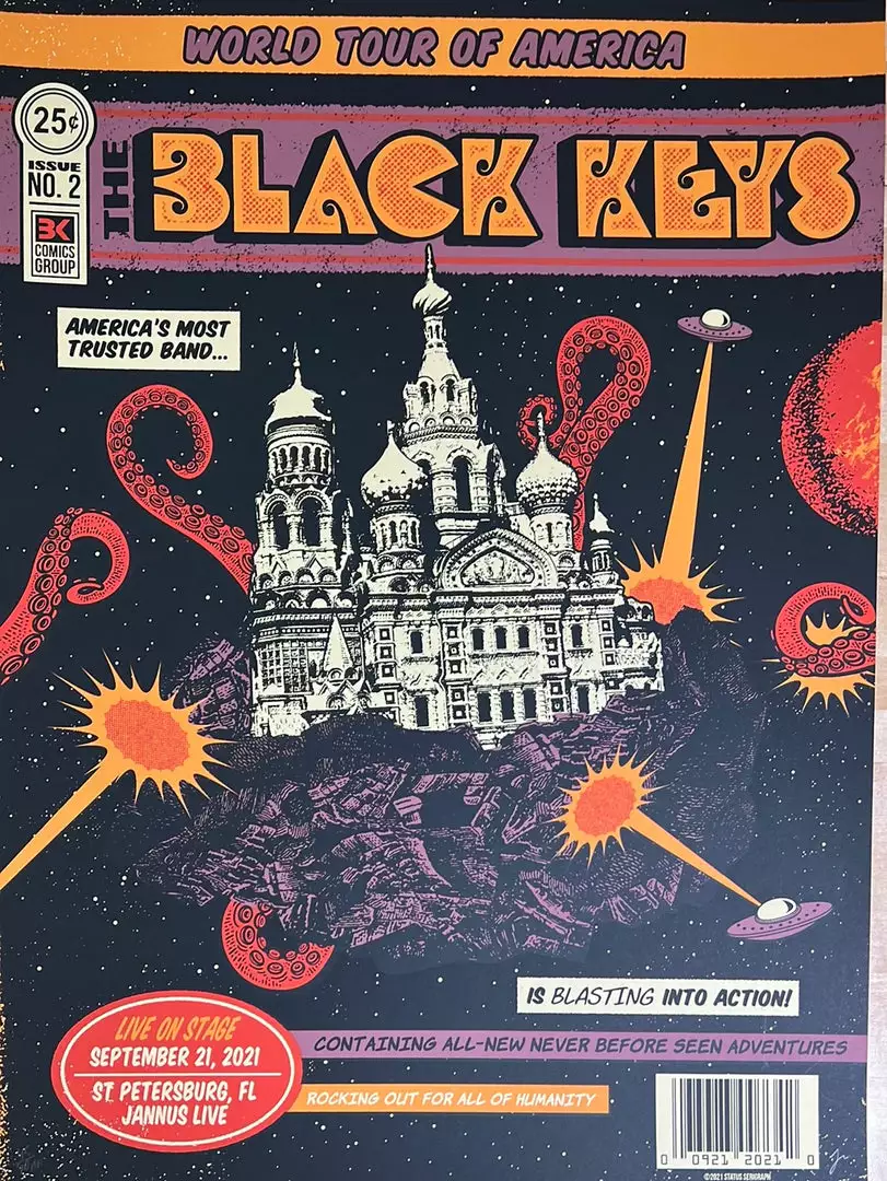 The Black Keys - 2021 Status Serigraph Poster St Petersburgh, FL Gig Posters 3 The Black Keys - 2021 Status Serigraph Poster St Petersburgh, FL Gig Posters