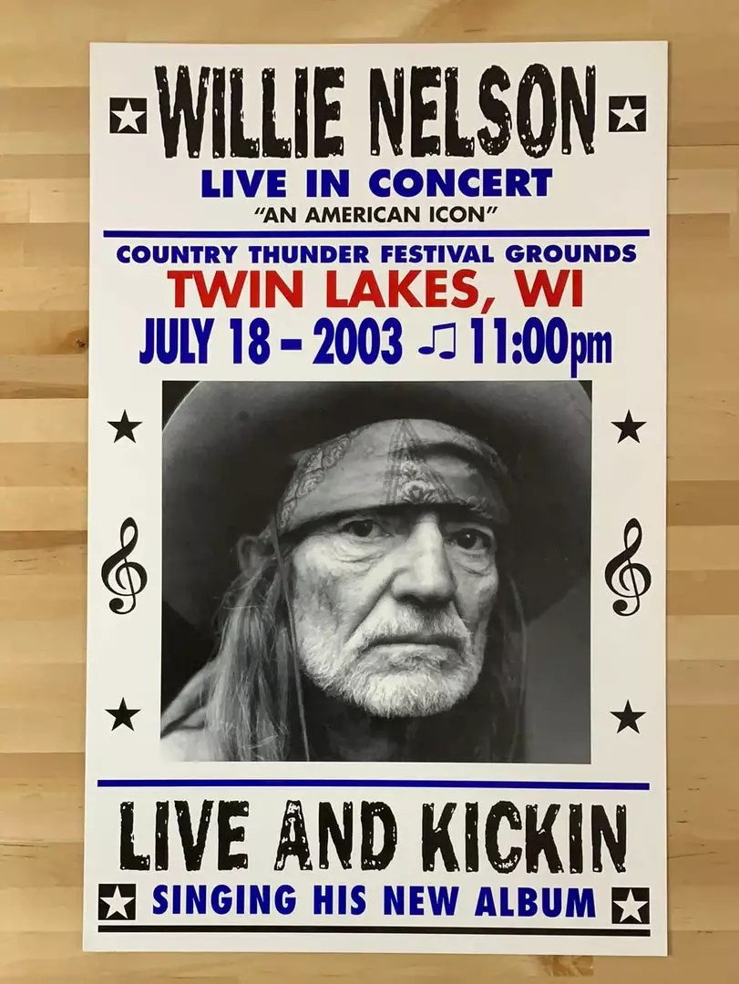 Willie Nelson - 2003 Franks Brothers 7/18 Poster Twin Lakes, WI Gig Posters 4 Willie Nelson - 2003 Franks Brothers 7/18 Poster Twin Lakes, WI Gig Posters