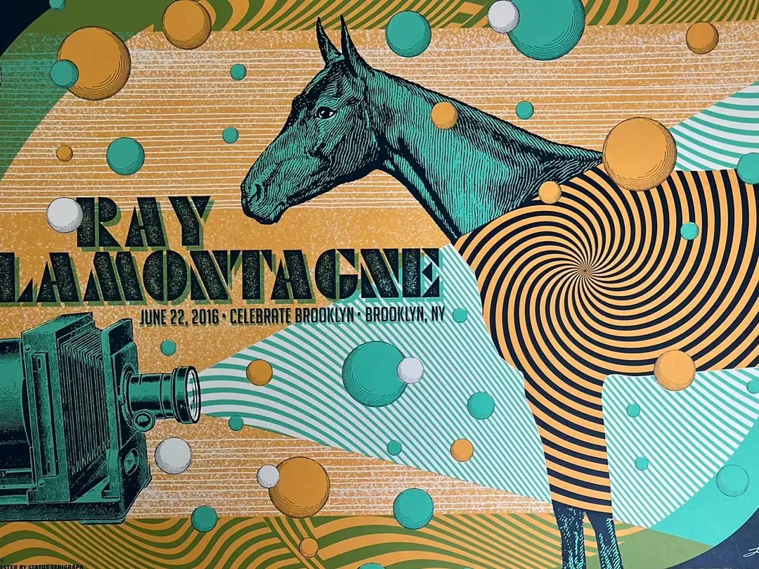 Gig Posters Ray LaMontagne - 2016 Status Serigraph Poster Brooklyn, NY 3 Gig Posters Ray LaMontagne - 2016 Status Serigraph Poster Brooklyn, NY
