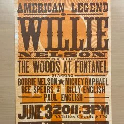 Gig Posters Willie Nelson - 2011 Hatch Show Print 6/3 Poster Whites Creek, Tennessee