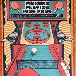 Pigeons Playing Ping Pong - 2020 Status Serigraph Poster Morris, CT Gig Posters