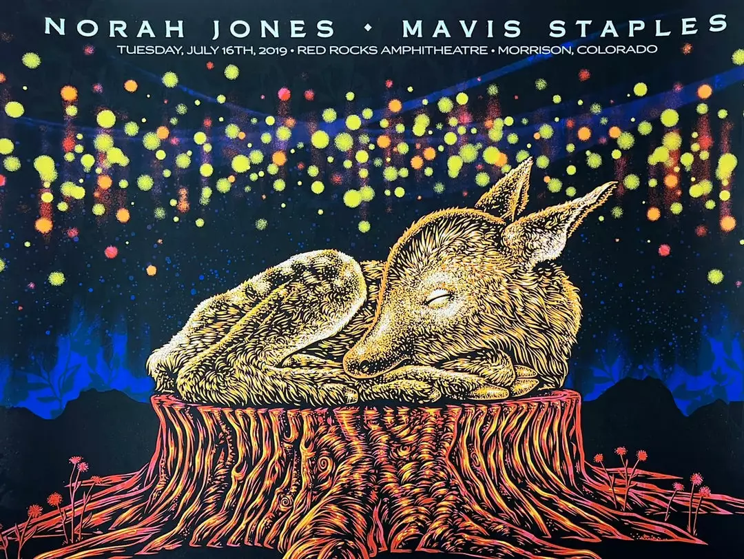 Colorado Norah Jones - 2019 Todd Slater Poster Red Rocks Morrison, CO AP 3 Colorado Norah Jones - 2019 Todd Slater Poster Red Rocks Morrison, CO AP