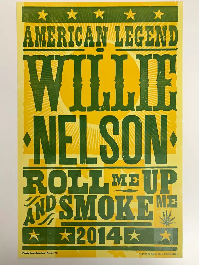 Gig Posters Willie Nelson - 2014 Hatch Show Print Tour Poster Roll Me Up And Smoke Me 4 Gig Posters Willie Nelson - 2014 Hatch Show Print Tour Poster Roll Me Up And Smoke Me