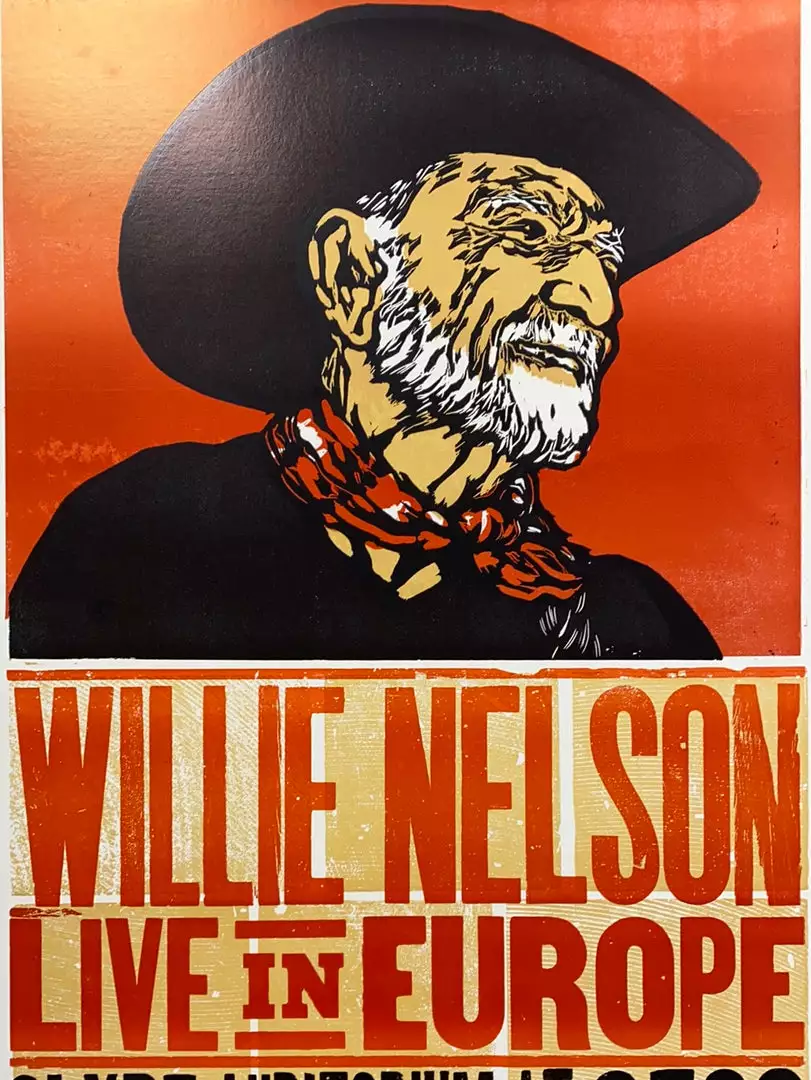 Willie Nelson - 2010 Hatch Show Print 6/8 Poster Glasgow, Scotland Gig Posters 3 Willie Nelson - 2010 Hatch Show Print 6/8 Poster Glasgow, Scotland Gig Posters