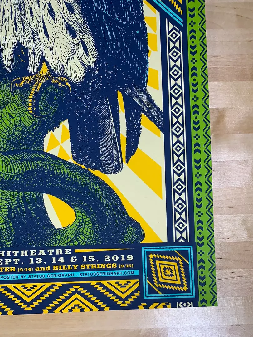 Greensky Bluegrass - 2019 Status Serigraph Poster Red Rocks, Morrison, CO 1st 7 Greensky Bluegrass - 2019 Status Serigraph Poster Red Rocks, Morrison, CO 1st