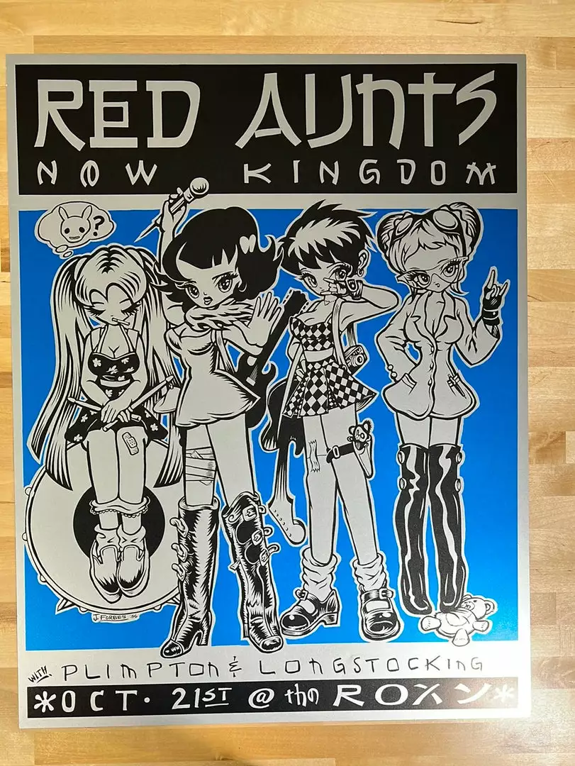 Red Aunts - 1995 Alan Forbes Poster Los Angeles, CA Roxy 4 Red Aunts - 1995 Alan Forbes Poster Los Angeles, CA Roxy