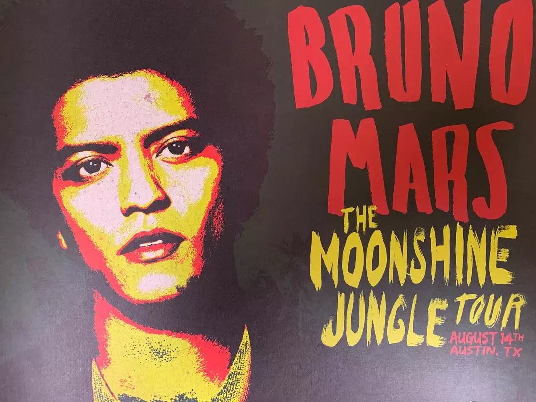 Sold Out Posters Bruno Mars - 2013 Moonshine Jungle Tour Poster (damaged) San Deigo CA 3 Sold Out Posters Bruno Mars - 2013 Moonshine Jungle Tour Poster (damaged) San Deigo CA