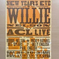 Willie Nelson - 2011 Hatch Show Print 12/29-31 ACL Live Gig Posters