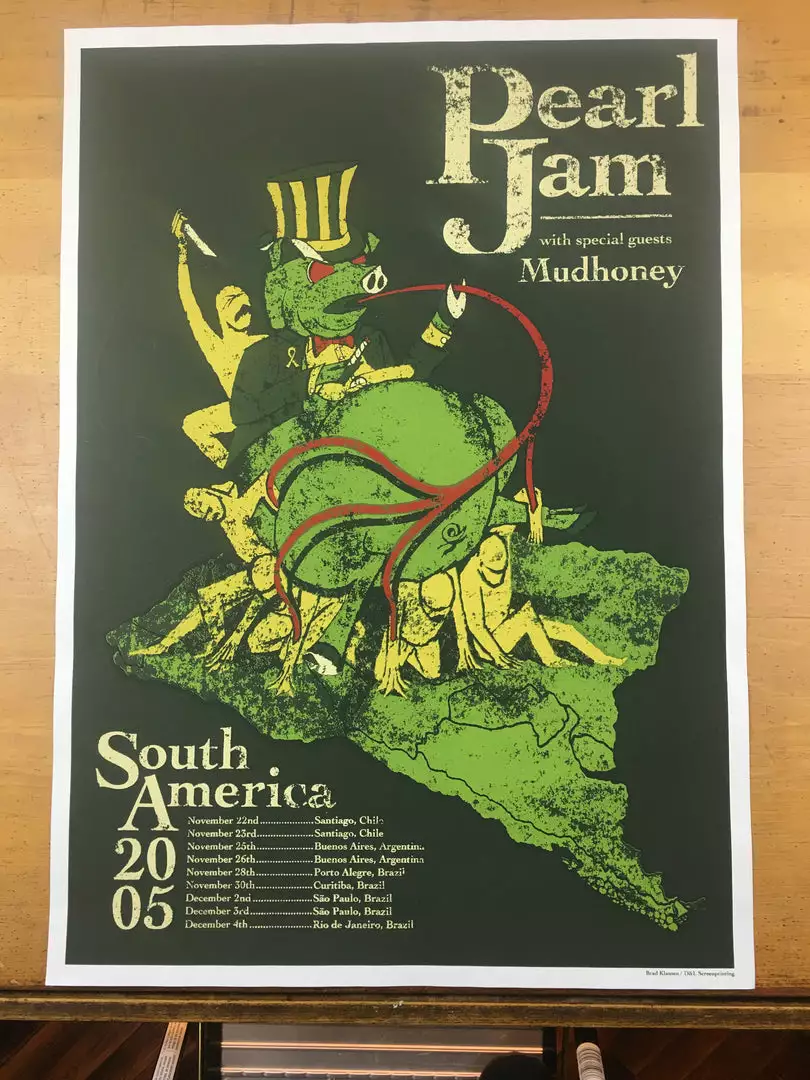 Gig Posters Pearl Jam - 2005 Brad Klausen Poster South America 5 Gig Posters Pearl Jam - 2005 Brad Klausen Poster South America