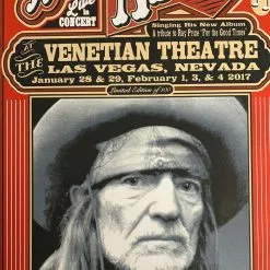 Willie Nelson - 2017 Mattole River Studios Poster Las Vegas, NV