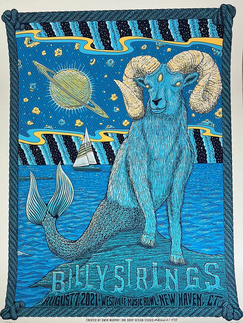 Billy Strings - 2021 Owen Murphy Poster New Haven, CT N2 1st Gig Posters 3 Billy Strings - 2021 Owen Murphy Poster New Haven, CT N2 1st Gig Posters