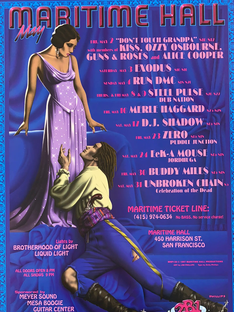 Gig Posters MHP 30 Merle Haggard, Run DMC - 1997 Jim Phillips Poster Maritime Hall San Fran 3 Gig Posters MHP 30 Merle Haggard, Run DMC - 1997 Jim Phillips Poster Maritime Hall San Fran