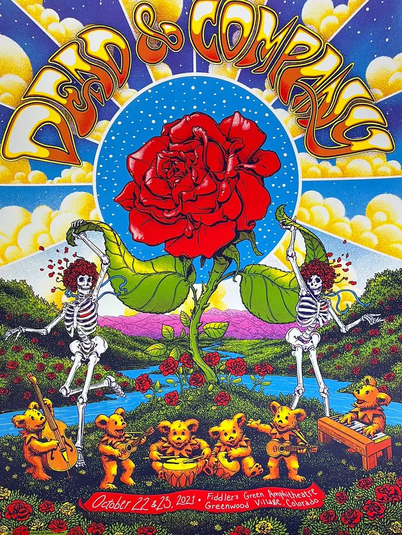 Gig Posters Dead & Company - 2021 James Flames Poster Fiddler's Green 3 Gig Posters Dead & Company - 2021 James Flames Poster Fiddler's Green