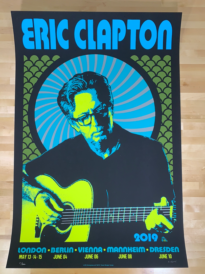 Eric Clapton - 2019 Scrojo Poster European Tour Gig Posters 4 Eric Clapton - 2019 Scrojo Poster European Tour Gig Posters