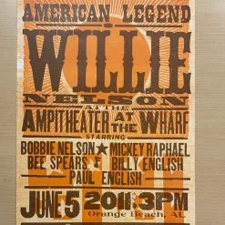 Gig Posters Willie Nelson - 2011 Hatch Show Print 6/5 Poster Orange Beach, Alabama