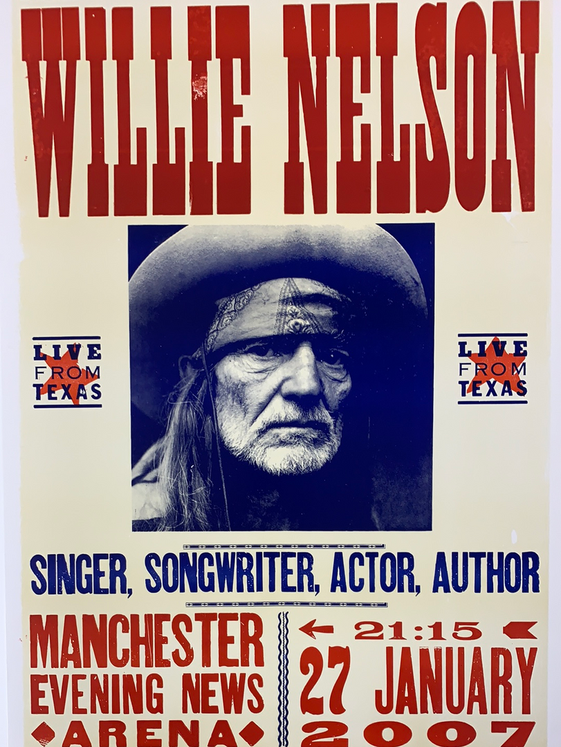 Willie Nelson - 2007 Hatch Show Print 1/27 Poster Manchester, England Gig Posters 3 Willie Nelson - 2007 Hatch Show Print 1/27 Poster Manchester, England Gig Posters