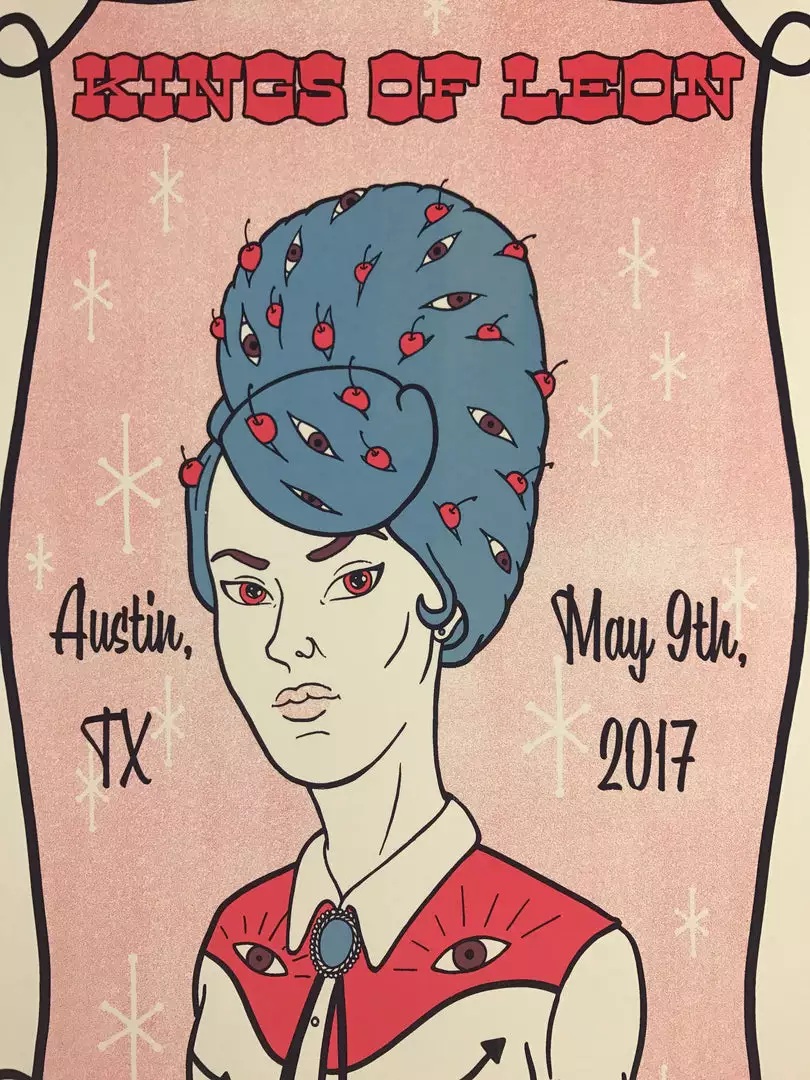 Gig Posters Kings Of Leon - 2017 Tyler Skaggs Poster Austin, Texas 360 Amphitheater 4 Gig Posters Kings Of Leon - 2017 Tyler Skaggs Poster Austin, Texas 360 Amphitheater