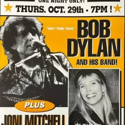 Bob Dylan - 1998 Geoff Gans Poster Wallingford, VT Joni Mitchell Gig Posters