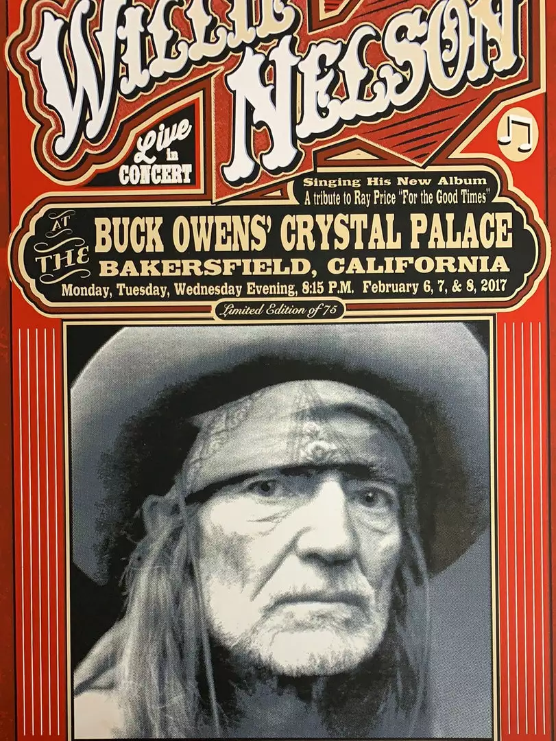 Willie Nelson - 2017 Mattole River Studios Poster Bakersfield, CA Gig Posters 3 Willie Nelson - 2017 Mattole River Studios Poster Bakersfield, CA Gig Posters