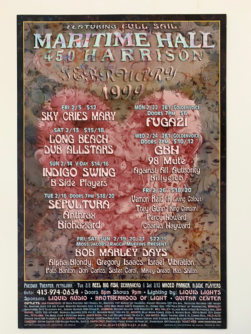 Sold Out Posters MHP 58 Maritime Hall - 1999 Poster February Fugazi, Long Beach Dub San Fran 1st Gig Posters 4 Sold Out Posters MHP 58 Maritime Hall - 1999 Poster February Fugazi, Long Beach Dub San Fran 1st Gig Posters