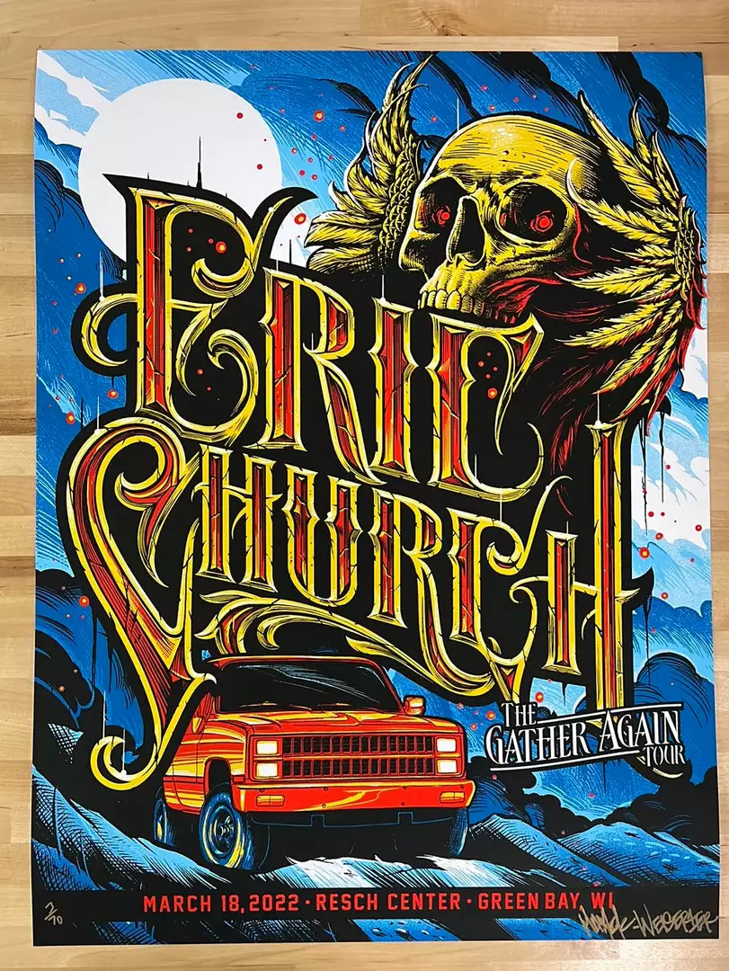 Gig Posters Eric Church - 2022 Maxx242 Poster Green Bay, WI 3/18 4 Gig Posters Eric Church - 2022 Maxx242 Poster Green Bay, WI 3/18