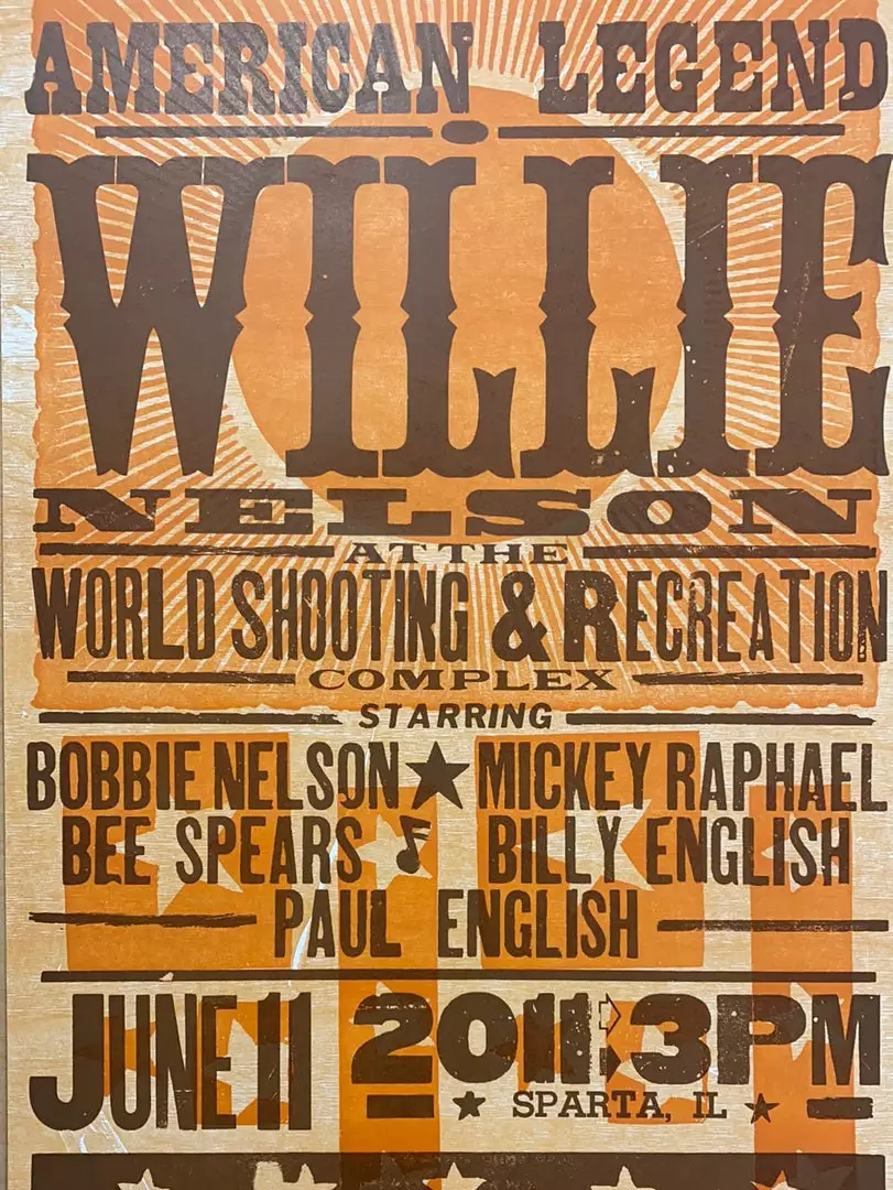 Willie Nelson - 2011 Hatch Show Print 6/11 Poster Sparta, Illinois Gig Posters 3 Willie Nelson - 2011 Hatch Show Print 6/11 Poster Sparta, Illinois Gig Posters
