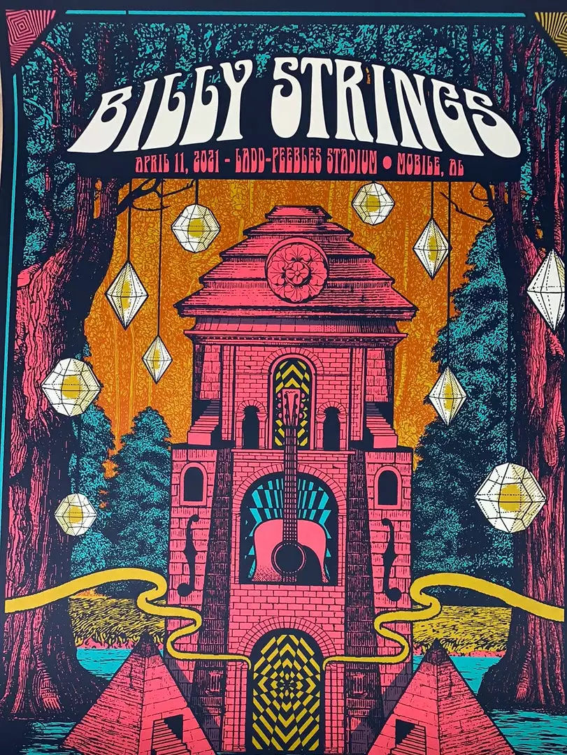 Billy Strings - 2021 Status Serigraph Poster Mobile, AL 4/11 Gig Posters 3 Billy Strings - 2021 Status Serigraph Poster Mobile, AL 4/11 Gig Posters