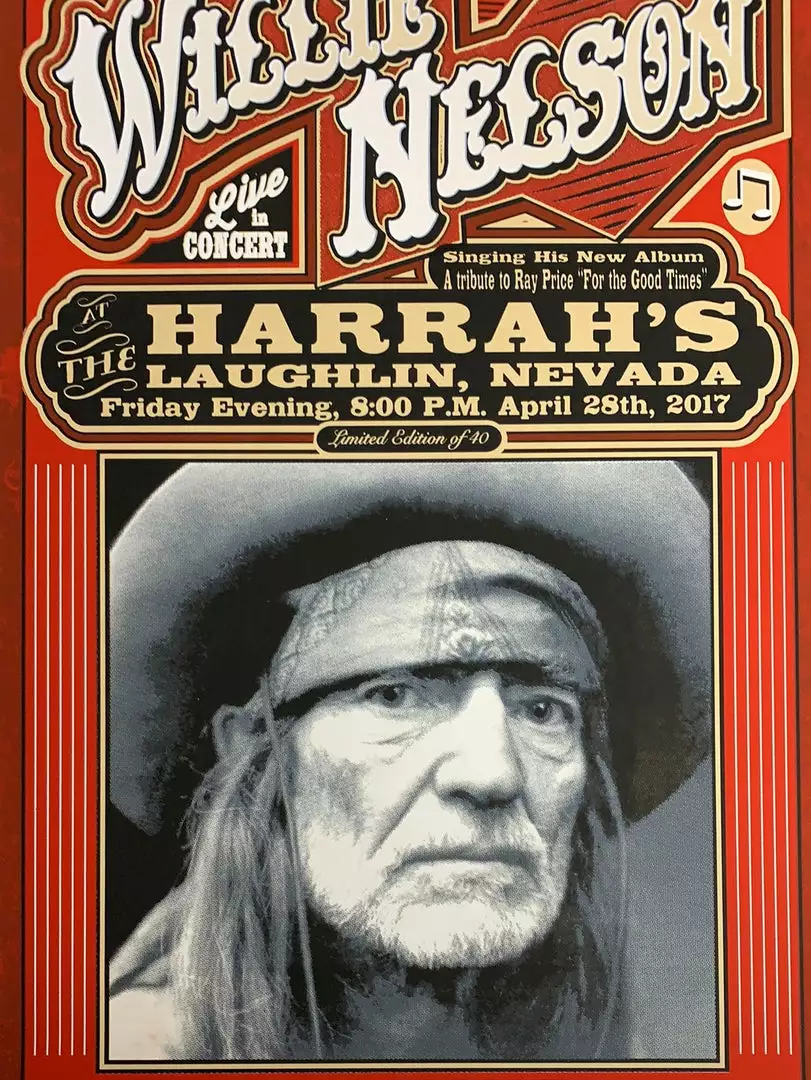 Gig Posters Willie Nelson - 2017 Mattole River Studios Poster Laughlin, NV 3 Gig Posters Willie Nelson - 2017 Mattole River Studios Poster Laughlin, NV
