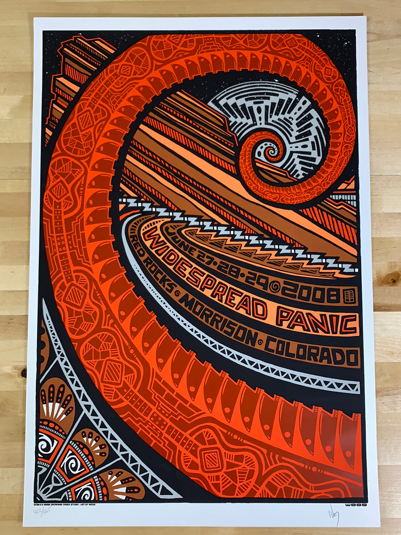 Colorado Widespread Panic - 2008 Jeff Wood Poster Red Rocks Morrison, CO 4 Colorado Widespread Panic - 2008 Jeff Wood Poster Red Rocks Morrison, CO