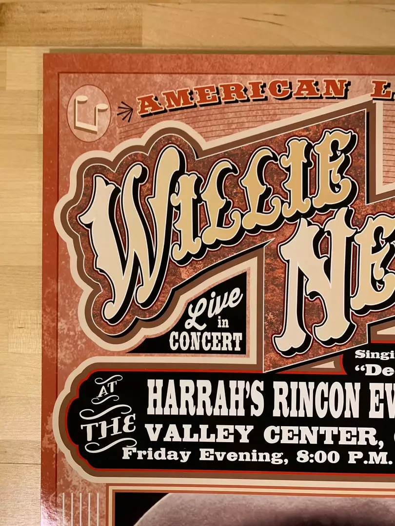 Gig Posters Willie Nelson - 2015 Franks Brothers Poster Valley Center, CA Harrah's 6 Gig Posters Willie Nelson - 2015 Franks Brothers Poster Valley Center, CA Harrah's