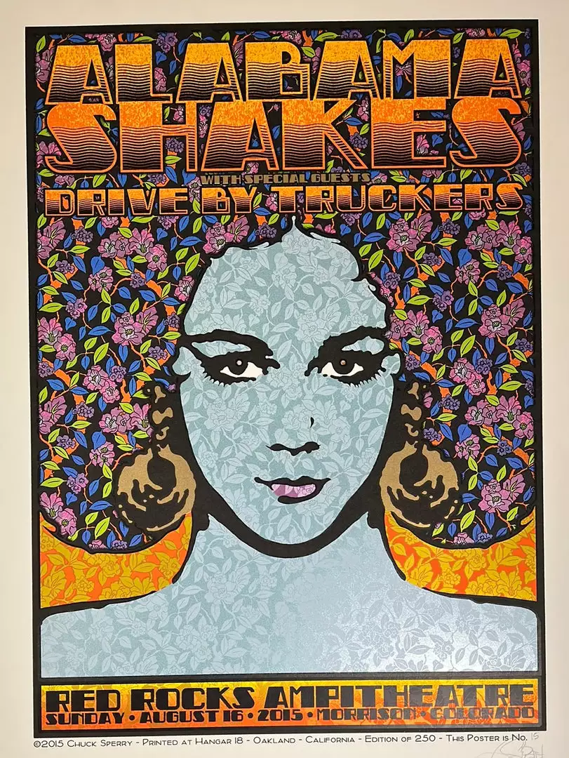 Sold Out Posters Store 35 Alabama Shakes - 2015 Chuck Sperry Poster Red Rocks Morrison, CO