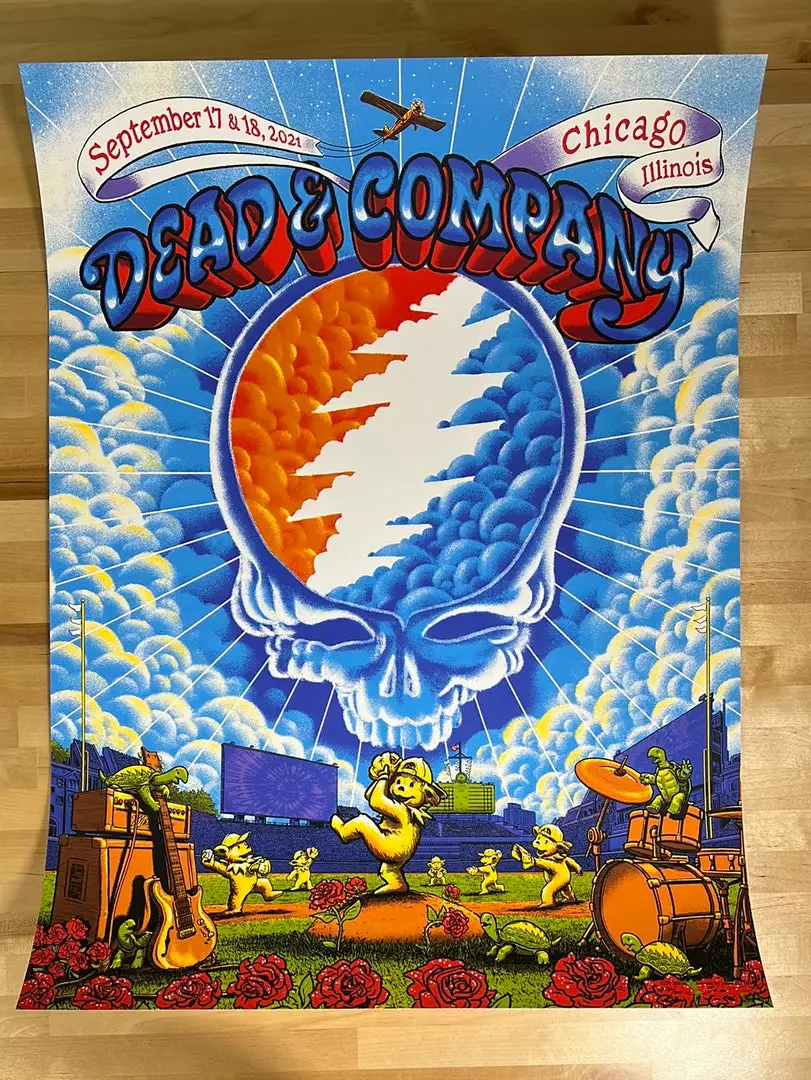 Dead & Company - 2021 James Flames Poster Chicago, IL Wrigley Field 4 Dead & Company - 2021 James Flames Poster Chicago, IL Wrigley Field