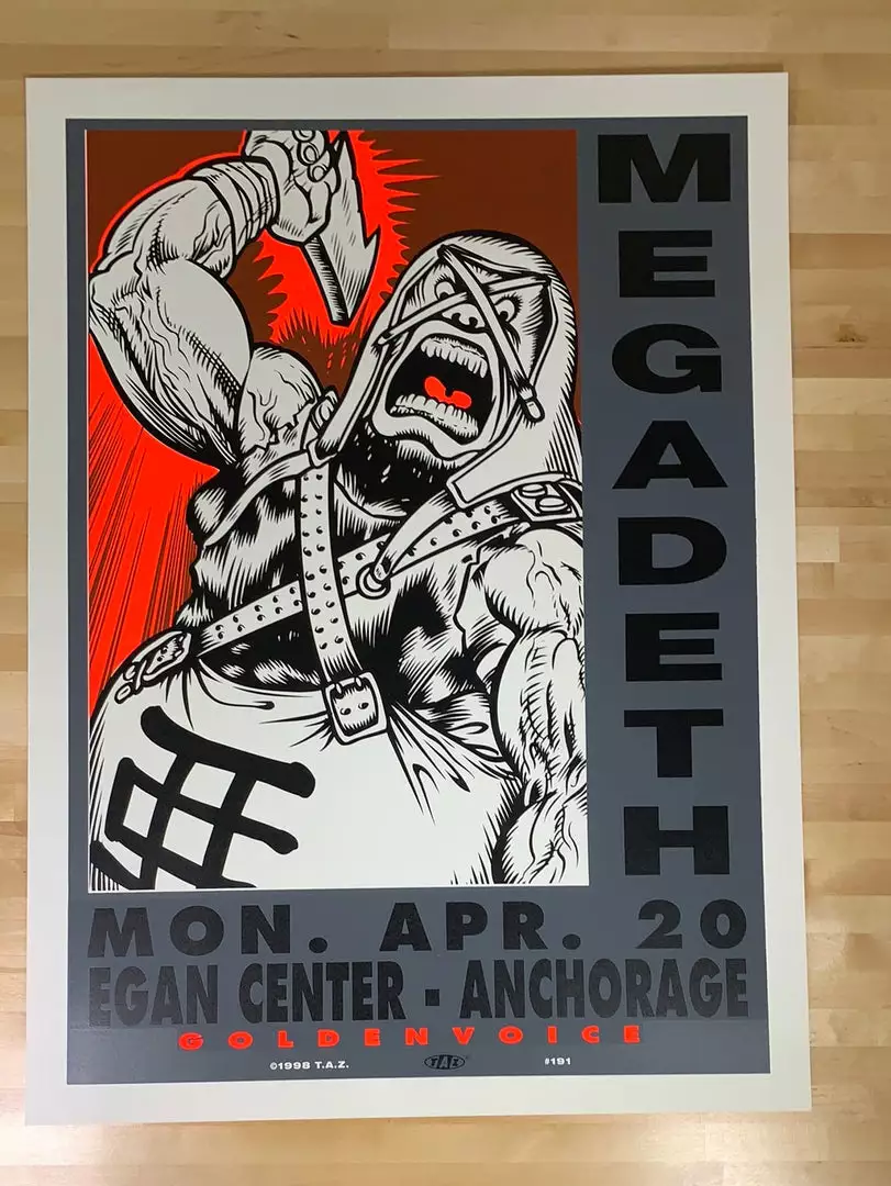 TAZ Gig Posters Megadeth - 1998 T.A.Z. Poster Anchorage, AK Eagen 1st Ed 4 TAZ Gig Posters Megadeth - 1998 T.A.Z. Poster Anchorage, AK Eagen 1st Ed