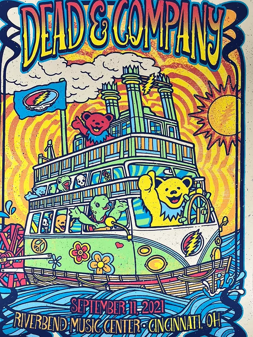 Gregg Gordon Gig Posters Dead & Company - 2021 Gigart Poster Cincinnati, OH Riverbend 3 Gregg Gordon Gig Posters Dead & Company - 2021 Gigart Poster Cincinnati, OH Riverbend