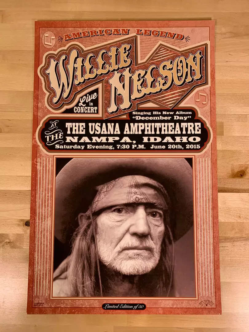 Willie Nelson - 2015 Franks Brothers Poster Nampa, Idaho 4 Willie Nelson - 2015 Franks Brothers Poster Nampa, Idaho