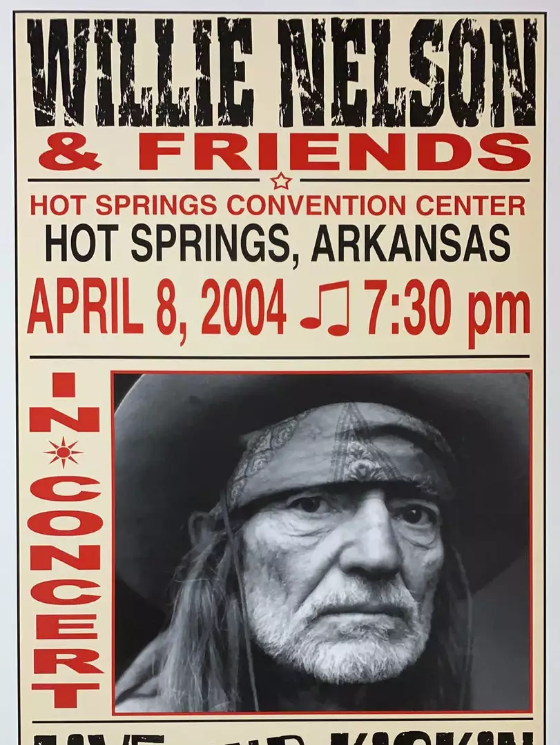 Willie Nelson - 2004 Franks Brothers 4/8 Poster Hot Springs, AR Gig Posters 3 Willie Nelson - 2004 Franks Brothers 4/8 Poster Hot Springs, AR Gig Posters
