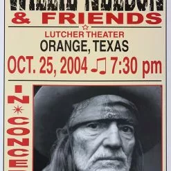 Willie Nelson - 2004 Franks Brothers 10/25 Poster Orange, TX Gig Posters