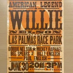 Willie Nelson - 2011 Hatch Show Print 6/30 Poster Mission, Texas Gig Posters