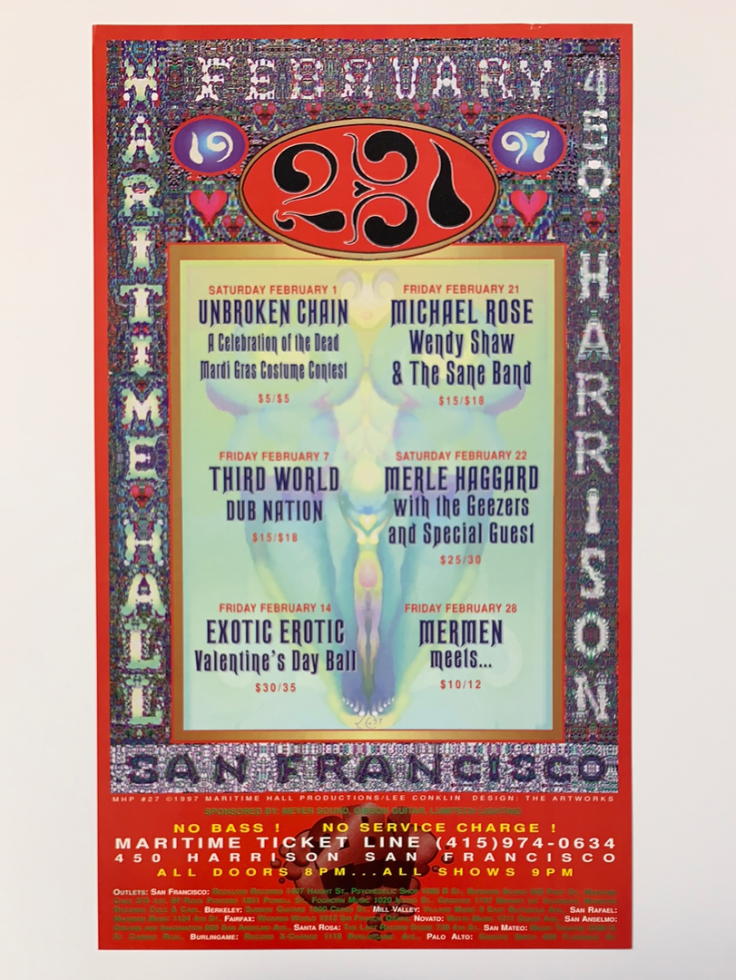 MHP 27 Merle Haggard - 1997 Lee Conklin Poster Maritime Hall San Fran 1st Gig Posters 4 MHP 27 Merle Haggard - 1997 Lee Conklin Poster Maritime Hall San Fran 1st Gig Posters