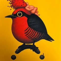 Fat Bird - 2020 Mike Mitchell Poster Yellow Fronted Woodpecker Yellow Variant