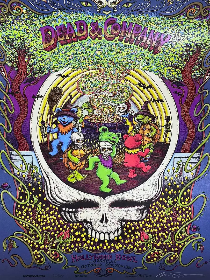Gig Posters Dead & Company - 2021 Marq Spusta Poster Hollywood Bowl, CA Sapphire 3 Gig Posters Dead & Company - 2021 Marq Spusta Poster Hollywood Bowl, CA Sapphire