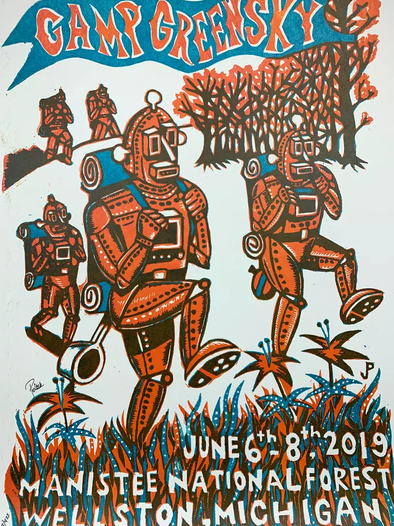 Camp Greensky - 2019 Jim Pollock Poster Wellston, MI Music Festival Gig Posters 3 Camp Greensky - 2019 Jim Pollock Poster Wellston, MI Music Festival Gig Posters