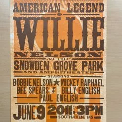Willie Nelson - 2011 Hatch Show Print 6/9 Poster Southaven, Mississippi