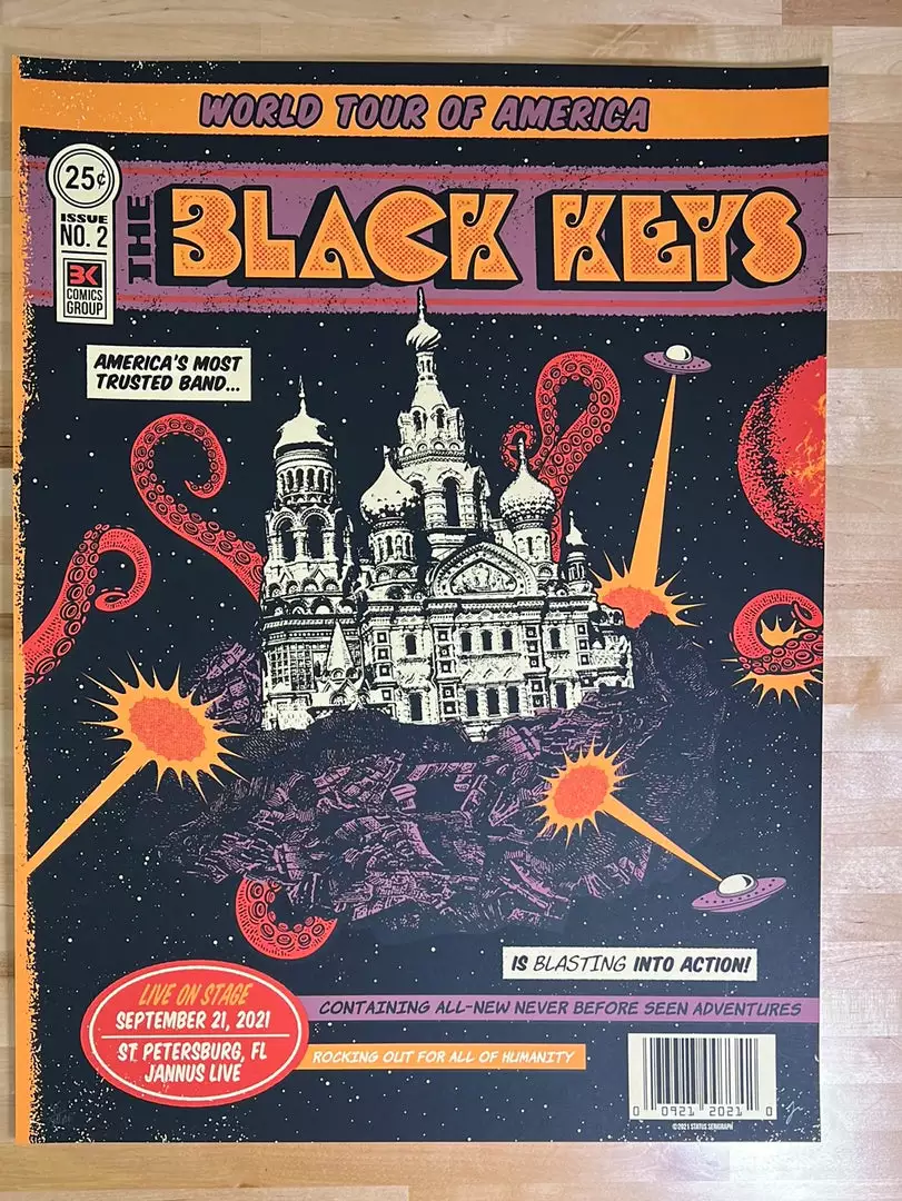 The Black Keys - 2021 Status Serigraph Poster St Petersburgh, FL Gig Posters 4 The Black Keys - 2021 Status Serigraph Poster St Petersburgh, FL Gig Posters