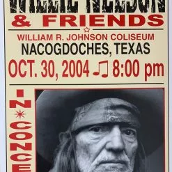 Willie Nelson - 2004 Franks Brothers 10/30 Poster Nacogdoches, TX Gig Posters