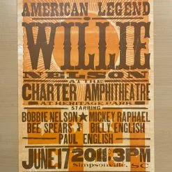 Willie Nelson - 2011 Hatch Show Print 6/17 Poster Simpsonville, South Carolina Gig Posters